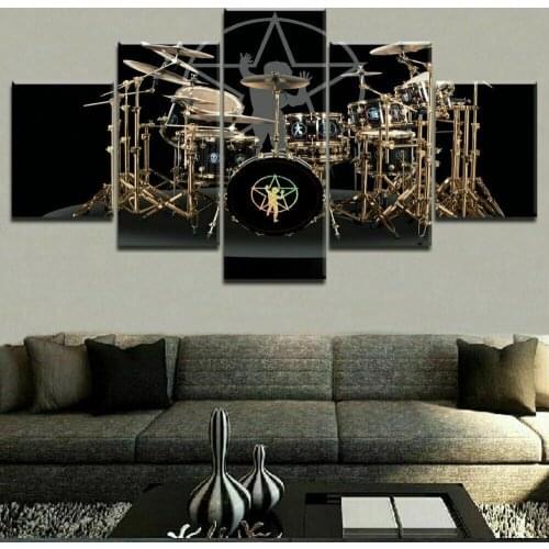 5 Piece No Framed Music Instrument Drums Canvas Picture Print Wall Art Canvas Painting Wall Decor for Living Room