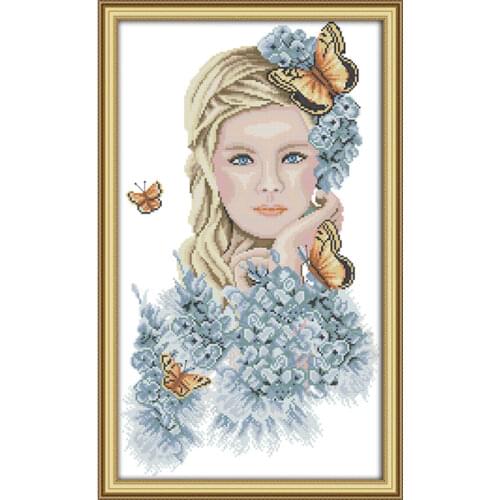Madame Butterfly cross stitch kit aida 14ct 11ct count printed canvas stitches embroidery DIY handmade needlework