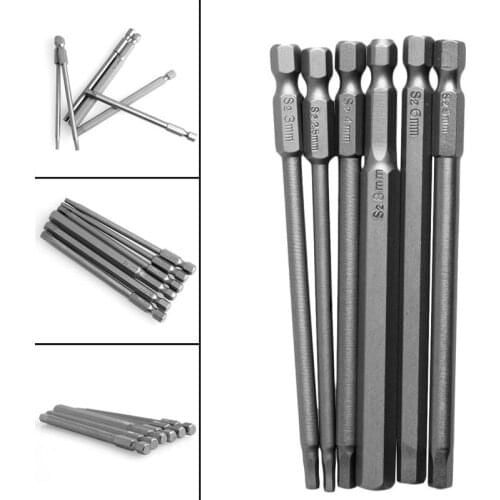 6pcs/SET H2.5-H8 100mm Length Magnetic Torx Screwdriver Bits Set 1/4" Hex Shank New