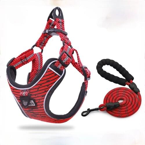 Fashion New Reflective Pet Dog Harness and Leash Set Explosion-proof Adjustable Vest Dog Leash Chain Pet Supplies