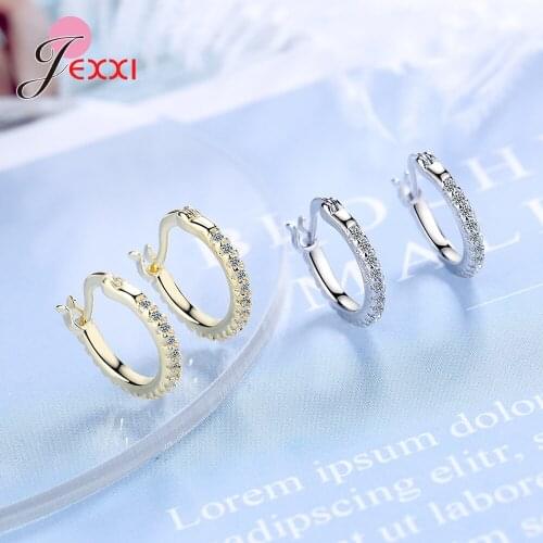 New Micro Pave AAA Cubic Zircon Hoop Earrings for Women Jewelry Fashion 925 Sterling Silver Earring Wedding Party Gift