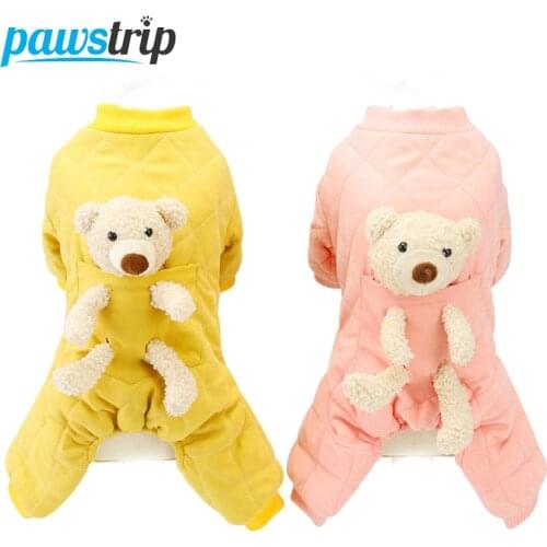 Pawstrip S-XXL Dog Jumpsuit Cute Bear Winter Dog Clothes Thickn Warm Puppy Coat for Small Dog Cat Pet Custom Ropa Para Perro