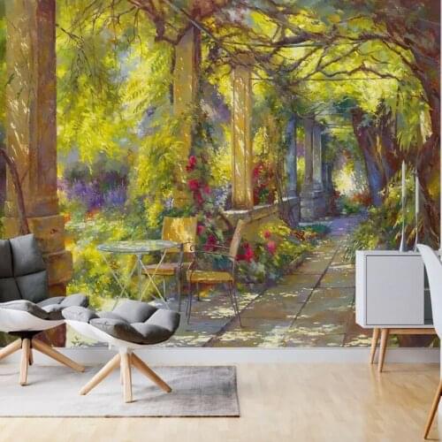 Custom Photo Wallpaper Green plant garden shade path table Murals Living Room TV Sofa Background Wall Cloth Papel De Parede 3D