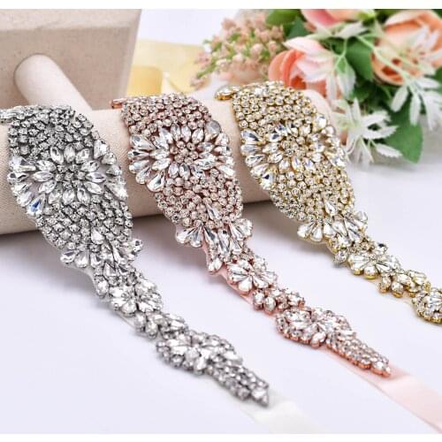 S123 Hot Sale Sparkly Rhinestone Bridal Belt Wedding Bride Bridesmaid Dress Accessories Belts Women Prom Evening Dresses Belt