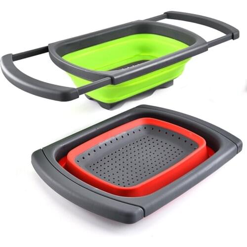Telescopic Sink Rack Collapsible Kitchen Strainer Noodles Fruit Vegetable Washing Strainers Foldable Colander Folding Baskets