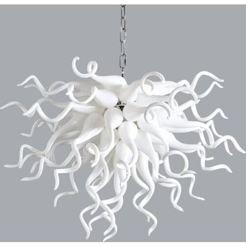 Contemporary White Chandelier Lamps Murano Glass Chain Lighting for Coffee Table LED Home Light