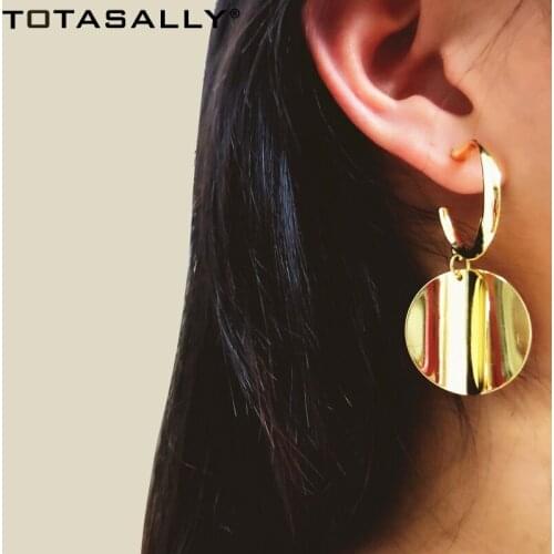 TOTASALLY 2021 Trend Dangle Earrings Golden Circle Charms Statement Party Earrings Anti-allergic Geo style Jewelry Dropship
