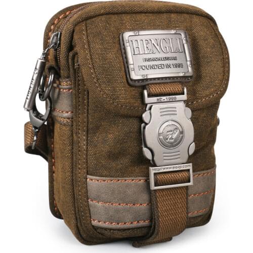 Vintage Canvas Shoulder Small Bag Multi-Functional Pockets Leisure Travel Retro Crossbody Phone Bags