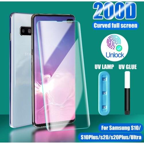 UV Liquid Full Cover Tempered Glass For Samsung Galaxy S8 S9 S10 S20 Plus Screen Protector For Samsung Note 20 Ultra 8 9 10 S7E