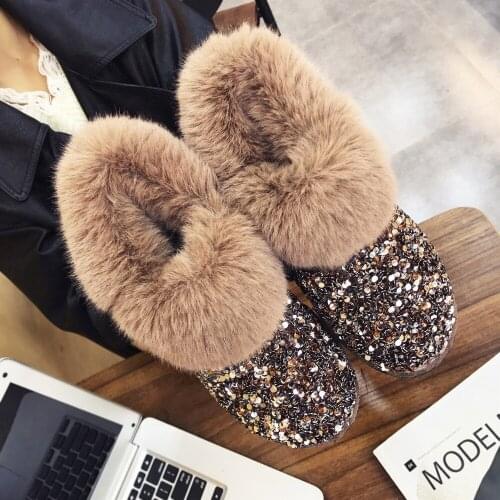 Women Winter Warm Boots Antiskid Outsole Lady Snow Boots Shiny Brand Fashion Style Easy Wear Hairy Ankle Boots Plus