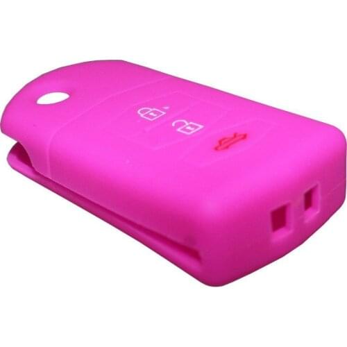 Silica gel Key Cover Silicone Folding Key Case Cover For MAZDA 2 3 5 6 RX8 MX5 1 Piece Pink