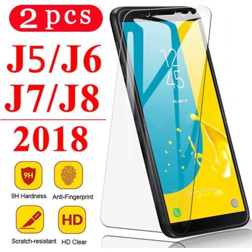 2Pcs 9H for samsung Galaxy j5 j7 pro 2017 j6 j8 2018 tempered glass phone screen protector protective film on glass smartphone
