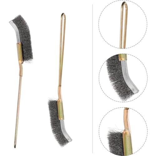 2Pcs Pet Brush Cleaner Bird Cage Cleaner Golden Copper Handle Bird Cage Brushes Pet Supplies Parrot Cage Cleaning Brushes Bird