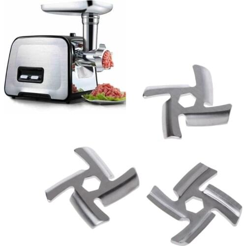 3pcs/set Type 5 Mincer Knife Stainless Steel Anti Rust 4 Blade Hexagon Hole Meat Grinder Parts Fits 19QE