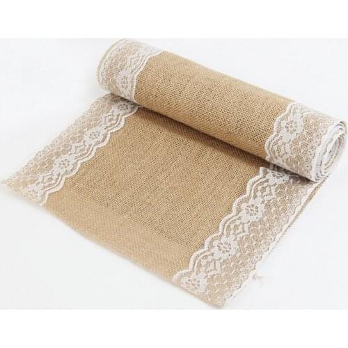 5pcs size 30cm*275cm Burlap Lace Table Runner Natural Jute Rustic Wedding Decoration home decorations for christmas