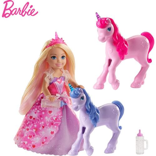 Barbie Little Kellys Unicorn Baby Care Set Toys Dreamtopia Popular Barbie Doll Kids Toy Christmas Gift GJK17