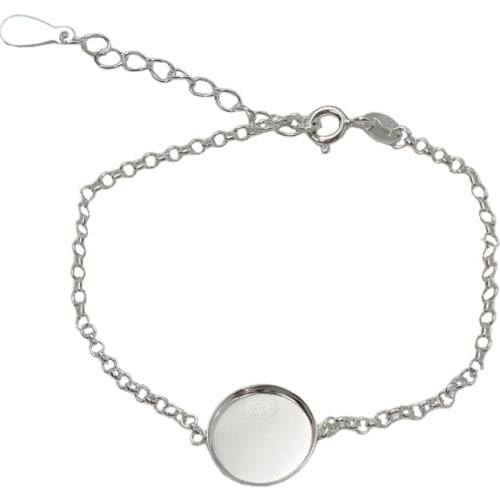 Beadsnice 925 Sterling Silver Elegance Bracelet Base Adjustable Personalized Tray Round Blank Findings Jewelry Trendy Settings