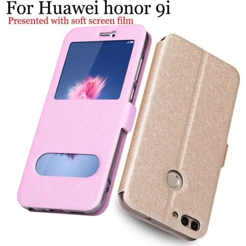Open window cases For Huawei honor 9i case PU leather skin Flip cover For Huawei honor 9 i phone case honor9i shell fundas cover