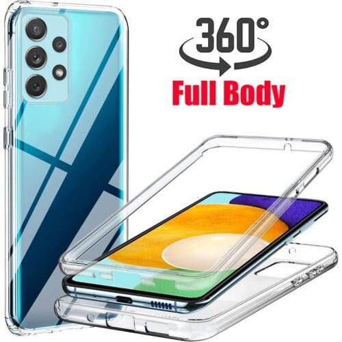 360 Full Body Case for Samsung A52 A72 A51 A71 A32 A50 A70 A31 S21 FE S20 Note 20 Ultra S10 Plus Silicone TPU Double Clear Case