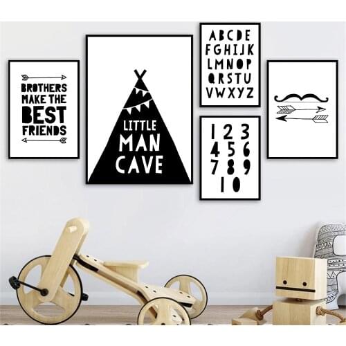 Black And White Nursery Wall Art Poster Print ABC Alphabet Canvas Painting Arrow Posters Nordic Wall Pictures Boys Room Decor