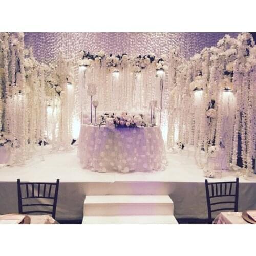 Exellent 100pcs Elegant White Orchid Wisteria Vines 79 Inches Long Silk Artificial Flower Wreaths For Wedding Party Decoration