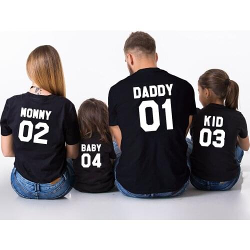 1pcs Family Team T-shirts Mommy and Me Dad 01 Mom 02 Baby Shirt Mom Team Baby Team Dad Family Matching Tee Tops Outfits