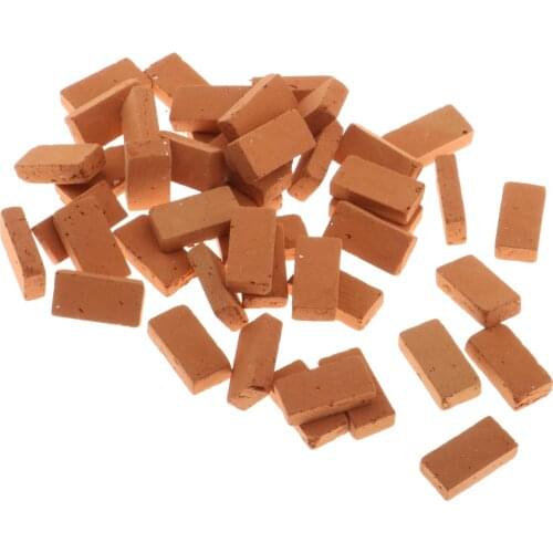 DIY 50Pcs Simulation Red Bricks Model 1.7x0.9cm 1/16 for Diorama Accessories