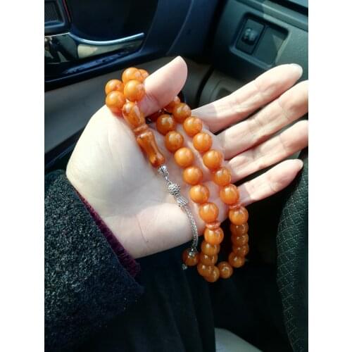 Imitation Amber Color Muslim Tasbih Misbaha Prayer Beads Rosary Islam Gift Sibha Car Hang Ottoman Jewelry Turkey Flag Ramadan
