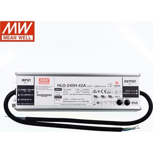 MEAN WELL LED Power Supply HLG-240H-42A 42V Adjustable LED driver 110V/220V AC to 42V DC 5.72A 240W waterproof IP65 Transformer