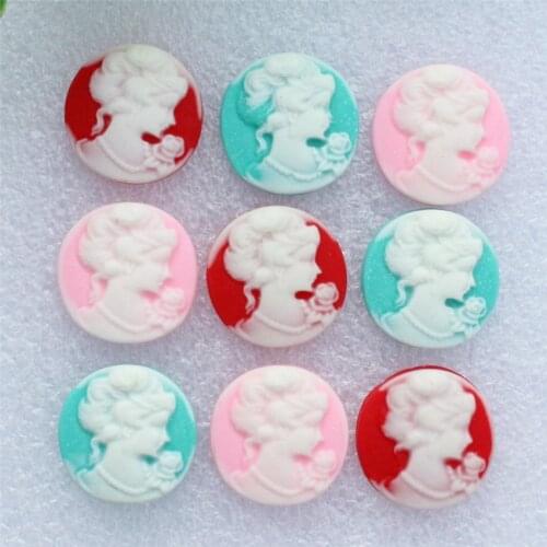 20mm Flat Back Resin Beauty Round Cameos Cabochons For Blank Base Bezel Settings Jewelry DIY-Accessories 20pcs/lot K06023