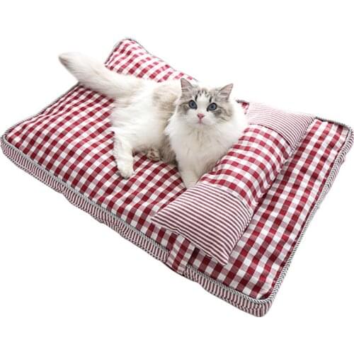 Dog Beds with Pillow Sleeping Bed Washable Detachable Oxford Cloth Kennel Cats Nest Pet Anti-slip Moisture-proof Sleeping Mat