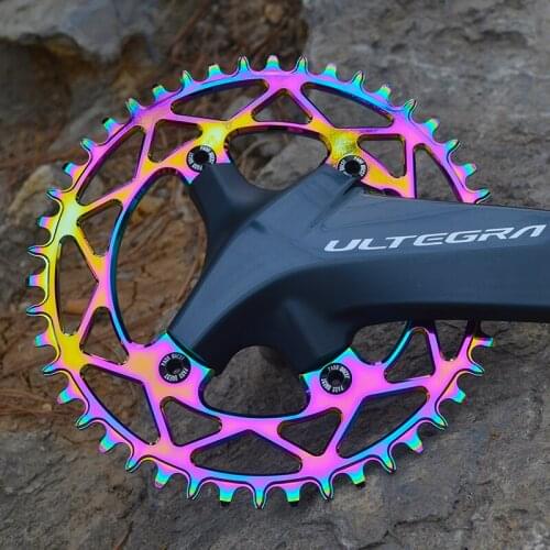 PASS QUEST R110 / 4 BCD 110BCD Titanium-plated Round Road Bike Narrow Wide Chainring 40T-52T Chainwheel For R7000 R8000 R9100