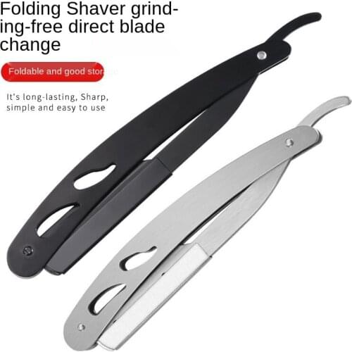 Men Shaving Barber Tools Hair Razor and Blades Antique Black Folding Shaving Knife Stainless Steel Straight razor Holder
