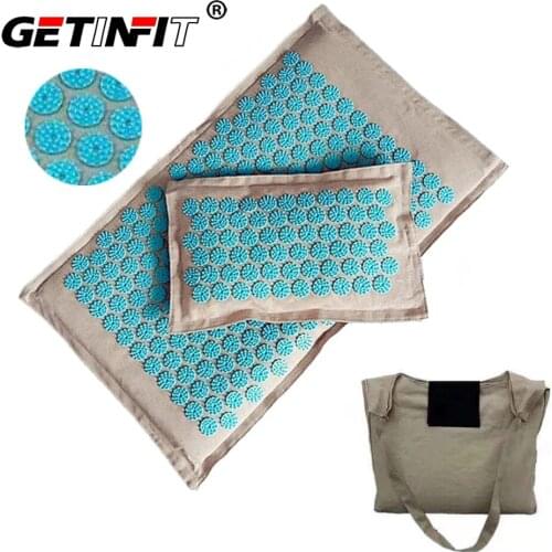 Getinfit New Lotus Acupressure Mat Set Back Body Massage Mat With Pillow Pain Relief Massage Cushion Yoga Massage Pad