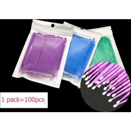 100pcs/pack Disposable Makeup Brushes Swab Microbrushes Eyelash Extension Tools Individual Lash Removing Tools Lint Free