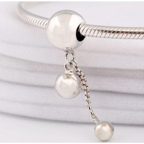 Original String of Beads With delicate chain Pendant charms Fit 925 Sterling Silver Charm Bracelet Bangle DIY Jewelry