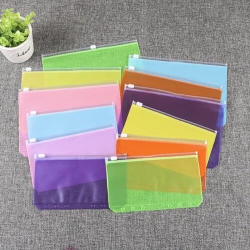 Plastic bags A5 A6 Zipper Binder Pockets Pouched For Ring Notebook PVC Loose-leaf Document Filing Storage Concise Collection