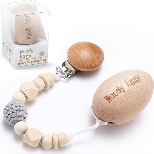 Wholesale Nature woody teething eggy Baby teether egg baby toy for Baby 3M-12M
