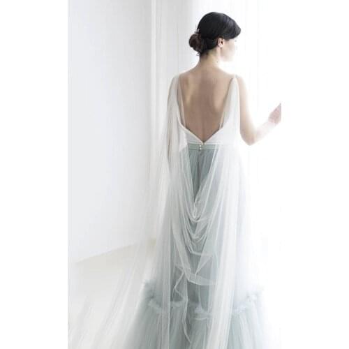 Plain Wedding Cape Veil Bridal Shoulder Veil in White/ Ivory / Off White / Champagne