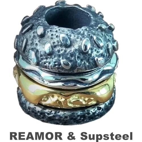 REAMOR&Supsteel 316l Stainless steel Hamburger Lanyard Beads 4 layers Knife Beads for Paracord Bracelet making