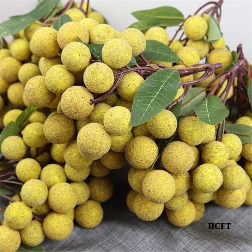 Home hotel restaurant Shop Store decoration props festive party supplies artificial Simulation longan bunches fake fruit model