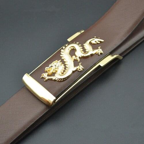 EL BARCO Men Casual Leather Belt Luxury Cowhide Black Brown Male Belts Blue White Yellow Coffee Dragon Gold Buckle Waist Strap