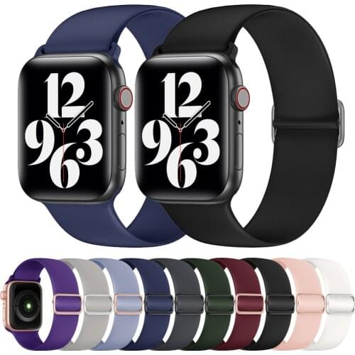 Solo loop strap for apple watch series SE/6/5/4/3/2 iwatch band 44mm 40mm 42mm 38mm adjustable watchband silicone bracelet