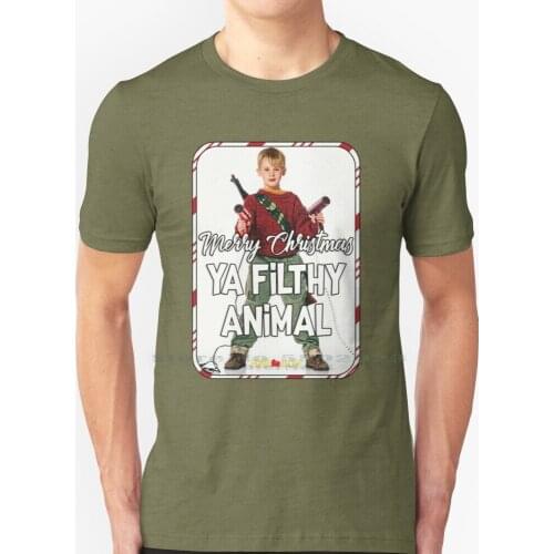 Merry Christmas Ya Filthy Animal T Shirt 100% Pure Cotton Big Size Buzz Kevin Home Girlfriend Ugly Sweater Knit Christmas Love