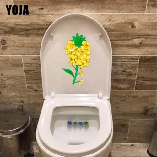 YOJA 12.2*21.7CM Cartoon Canola Flower Bathroom Decor Toilet Seat Sticker Home Room Wall Decal T1-0393
