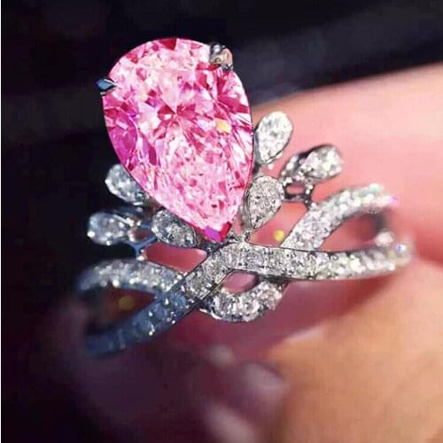 YaYI Jewelry Fashion Princess Cut 8*12mm Huge Crown Cubic Zirconia Silver Color Engagement Wedding Party Lovers Rings