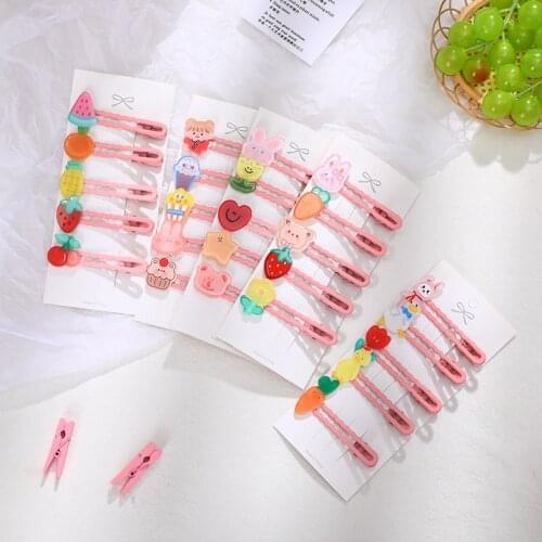 2021 5 Pcs/Set Children Cute Cartoon Flower Ornament Hair Clips Baby Girls Lovely Acrylic Hollow Hairpins Kids Hair Accessories