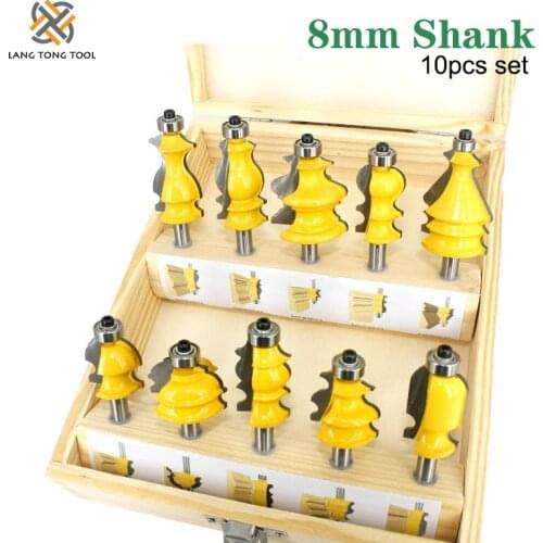 LANG TONG TOOL 10pcs Architectural Molding Handrail Router Bits Set Casing Base CNC Line Woodworking Cutters Face Mill LT020