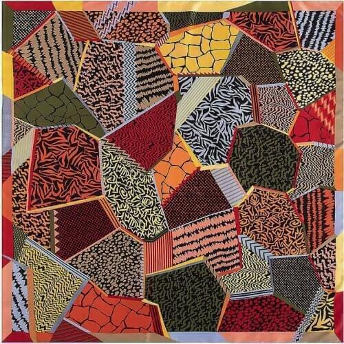 2021 Luxury Brand Square Silk Scarf New Geometric Matchwork Plaid Winter Scarf Fashion Shawls Wrap 130*130cm Ladies Silk Scarves