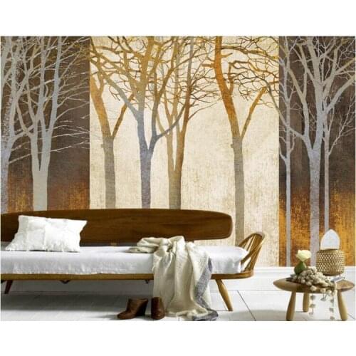 Custom 3d murals, beautiful hand painted golden trees papel de parede,living room sofa TV wall bedroom wallpaper mural kids
